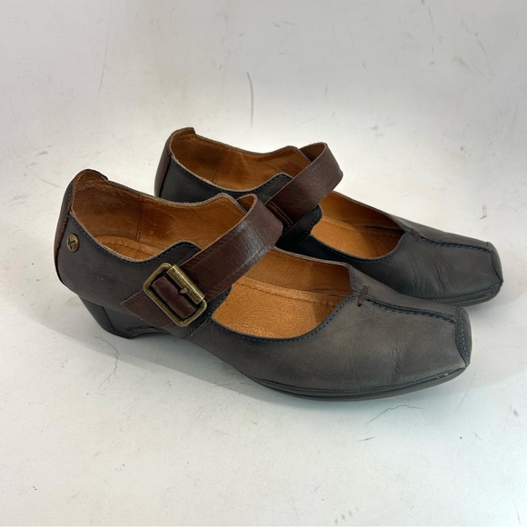 PIKOLINOS Gandia Two-Tone Leather Taupe Brown Mary Jane Strap Low Heel 38 7.5 - Picture 2 of 9